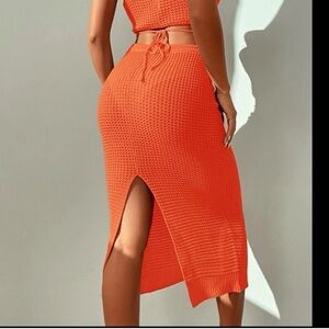 Orange Crochet Bikini Coverup by SHEIN - Size XS